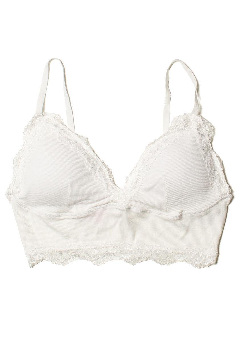 White Lace Trim Bralette Product Image
