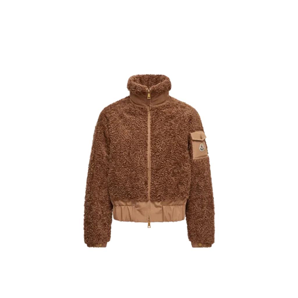 MONCLER Coligny Shell-trimmed Fleece Down Jacket In Brown Product Image