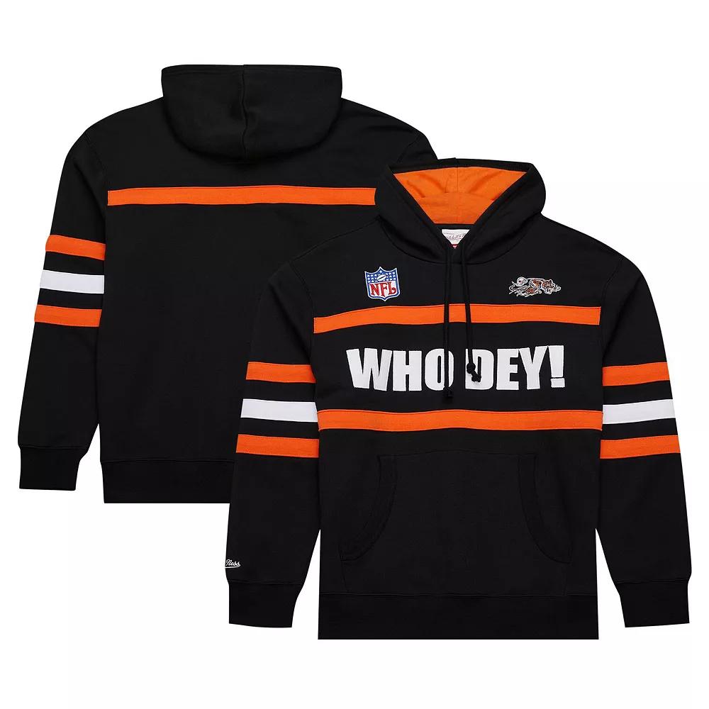 Men's  Black Cincinnati Bengals Vintage Logo Head Coach Fleece Pullover Hoodie, Size: Large Product Image