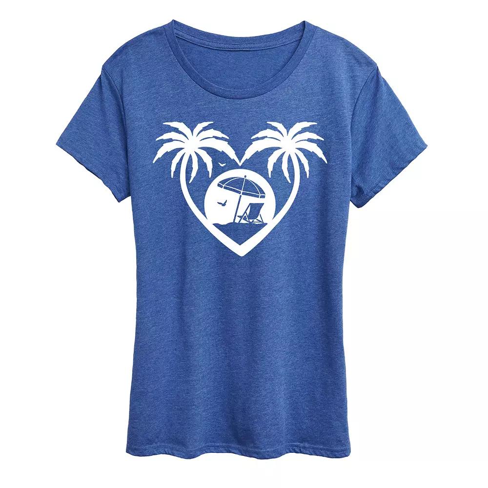 Women's Palm Trees Heart Scene Graphic Tee,  Product Image