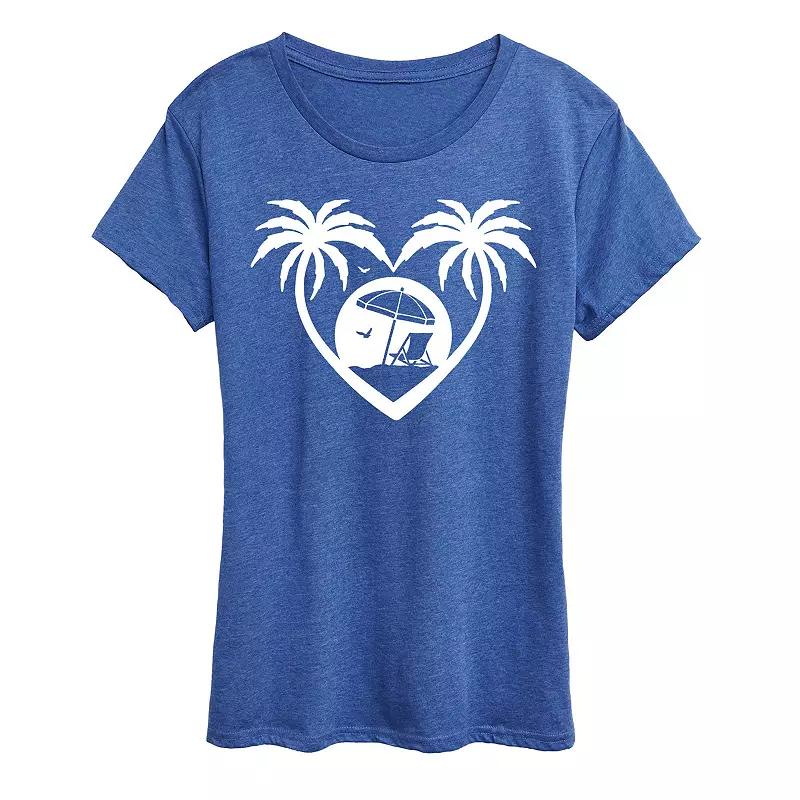 Women's Palm Trees Heart Scene Graphic Tee,  Product Image