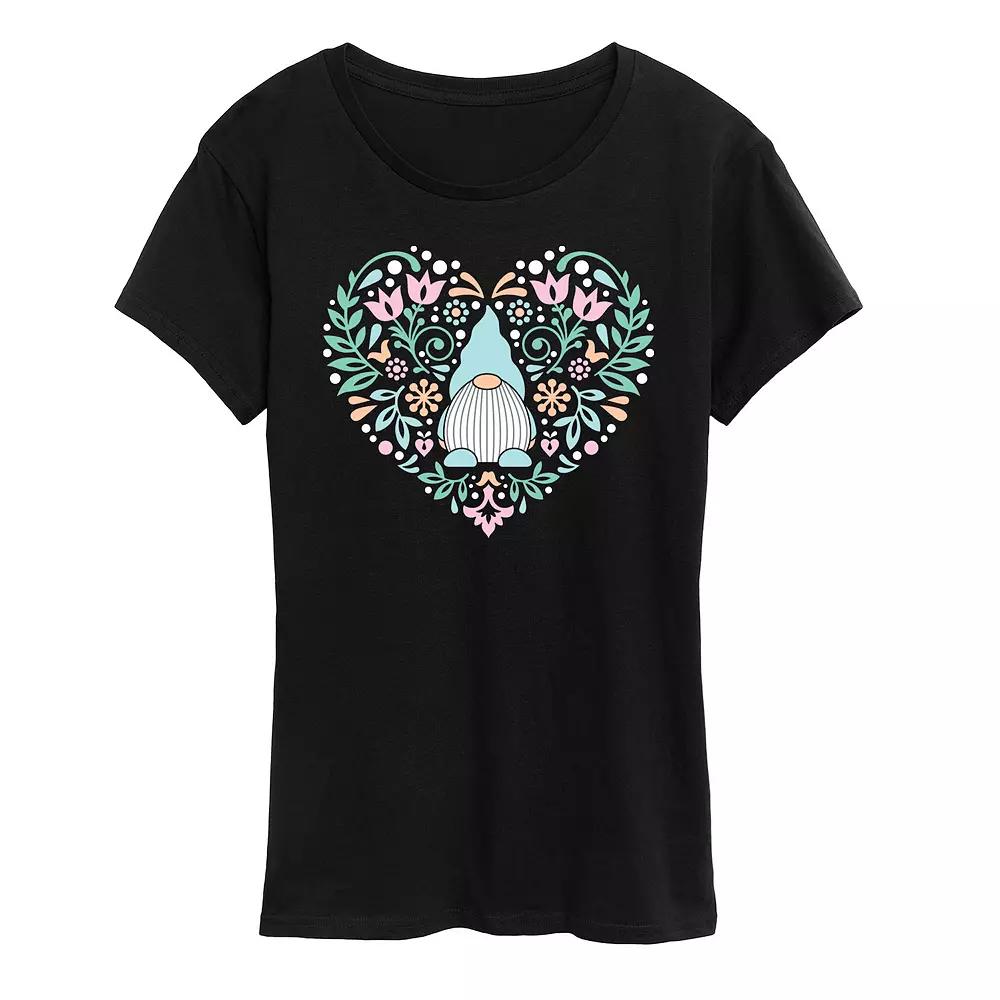 Women's Scandinavian Gnome Heart Graphic Tee,  Product Image