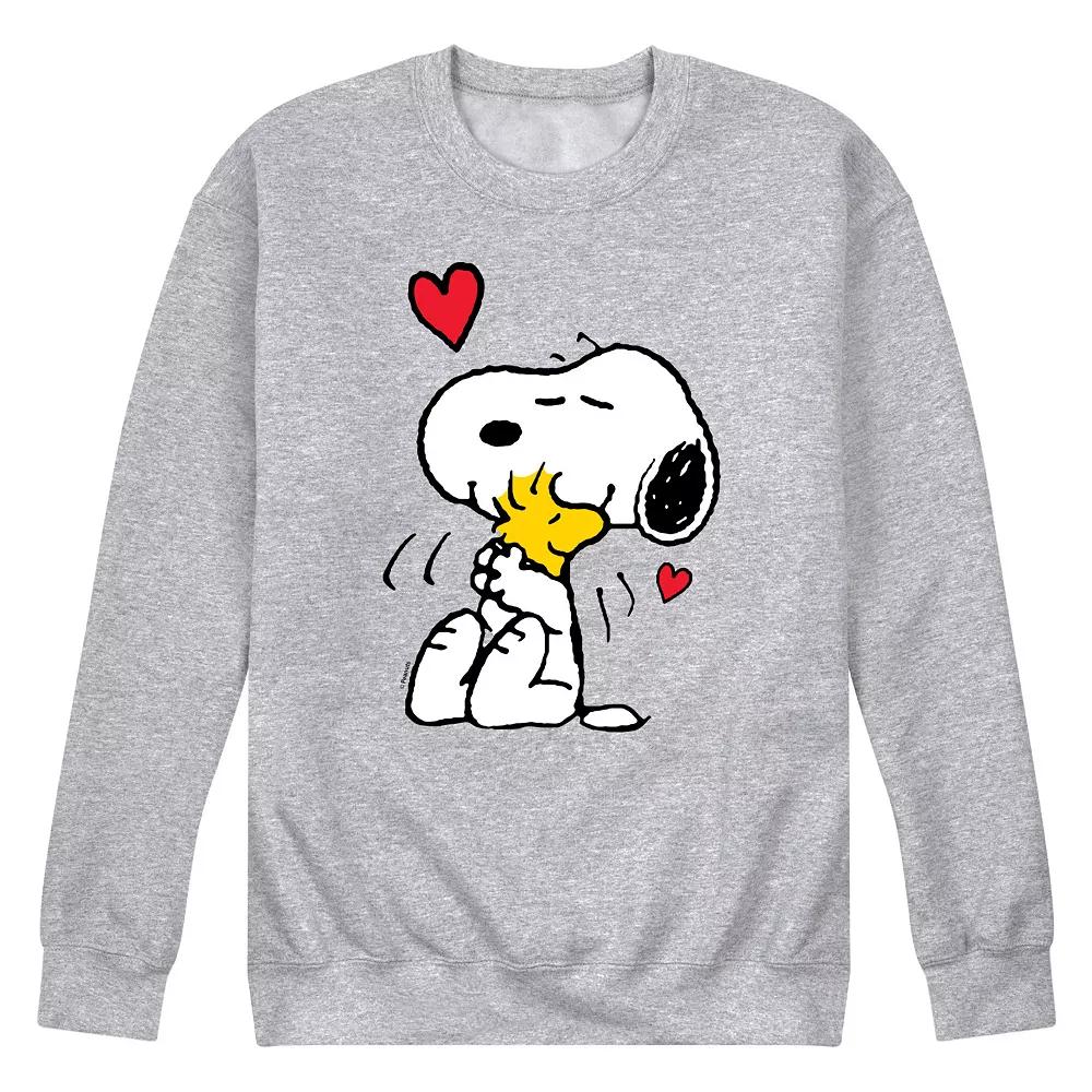 Men's Peanuts Snoopy & Woodstock Heart Fleece Sweatshirt,  Product Image