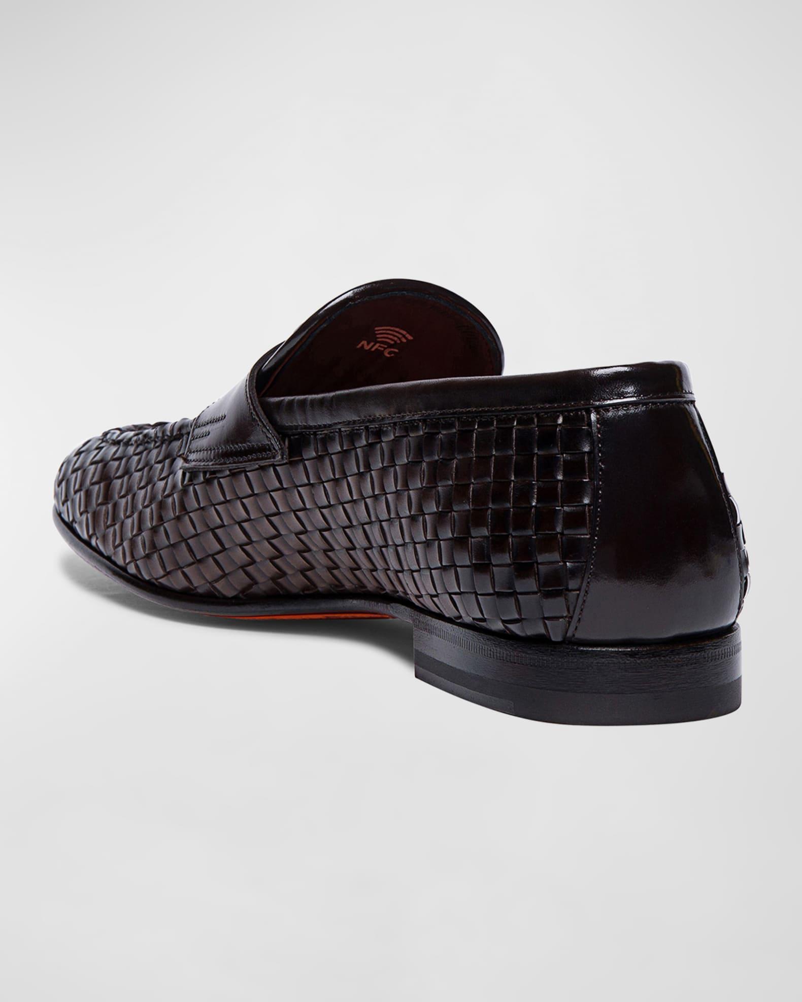Men's Gwendal Woven Leather Penny Loafers Product Image