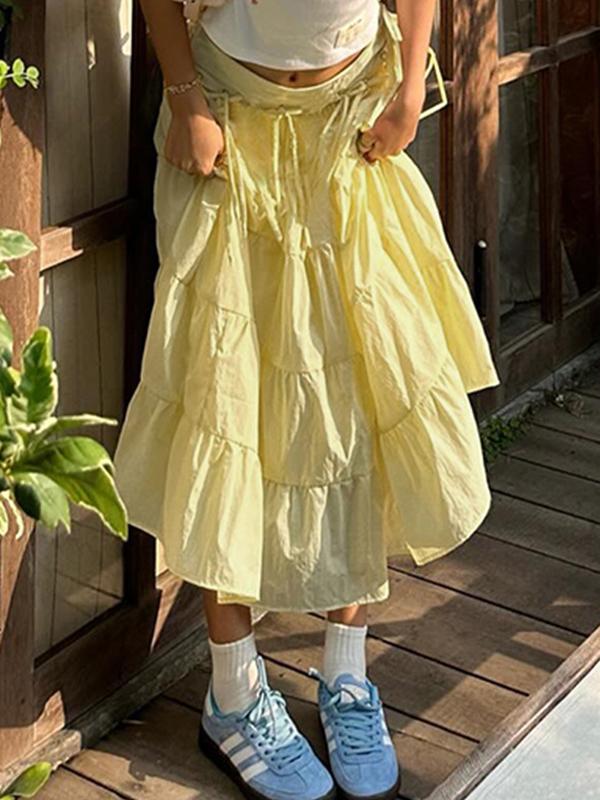 Resort Style Bow Tie Maxi Skirt Product Image