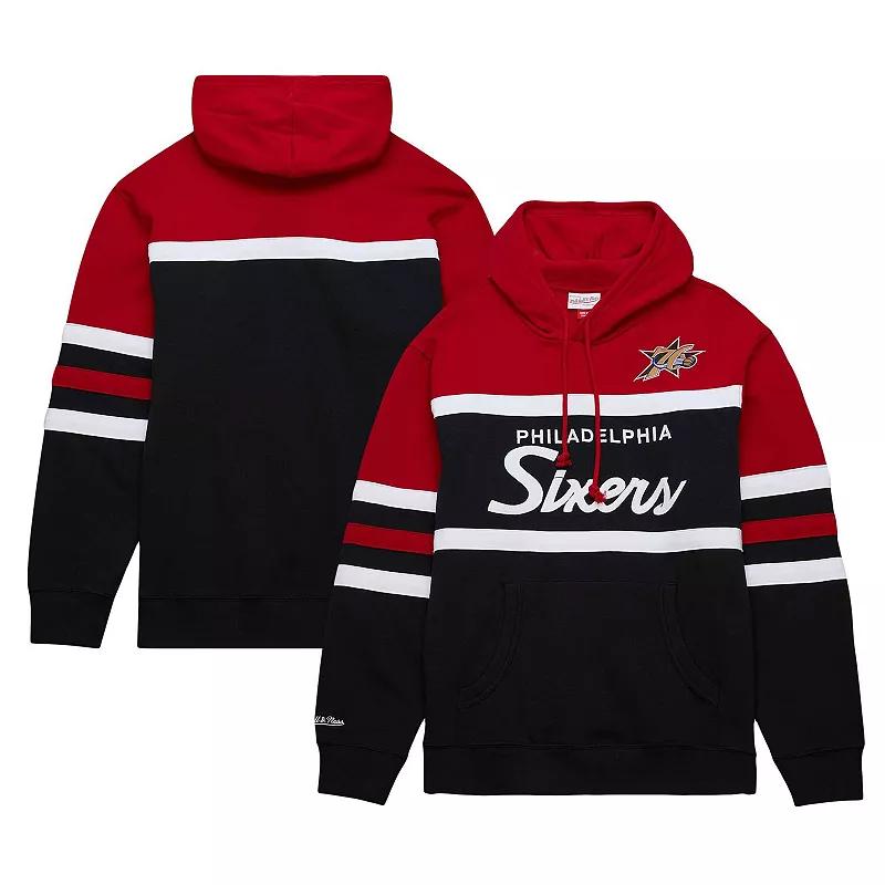 Men's Mitchell & Ness Black/Red Philadelphia 76ers Head Coach Pullover Hoodie, Size: Small, 76r Black Product Image