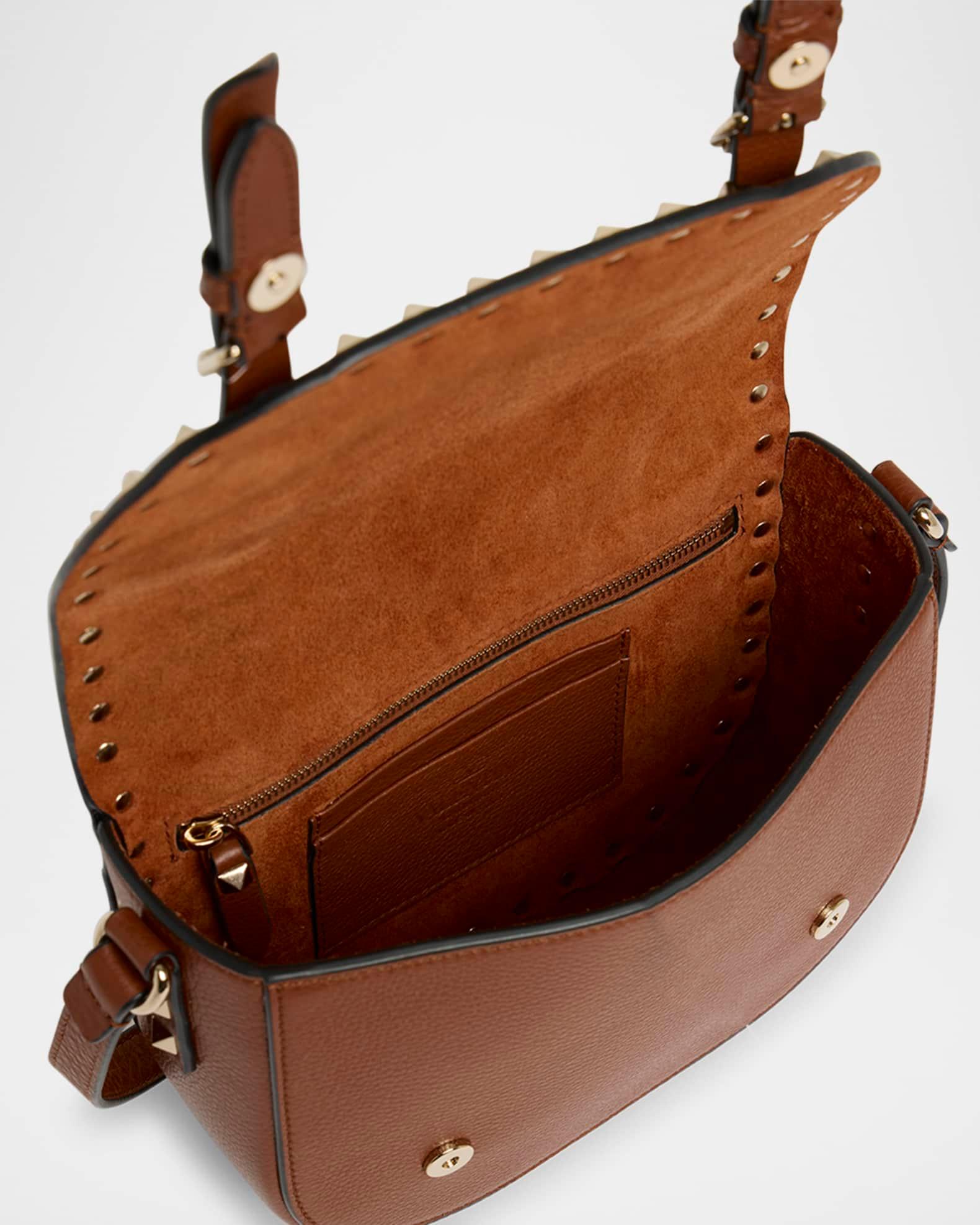 Small Rockstud Leather Saddle Crossbody Bag Product Image
