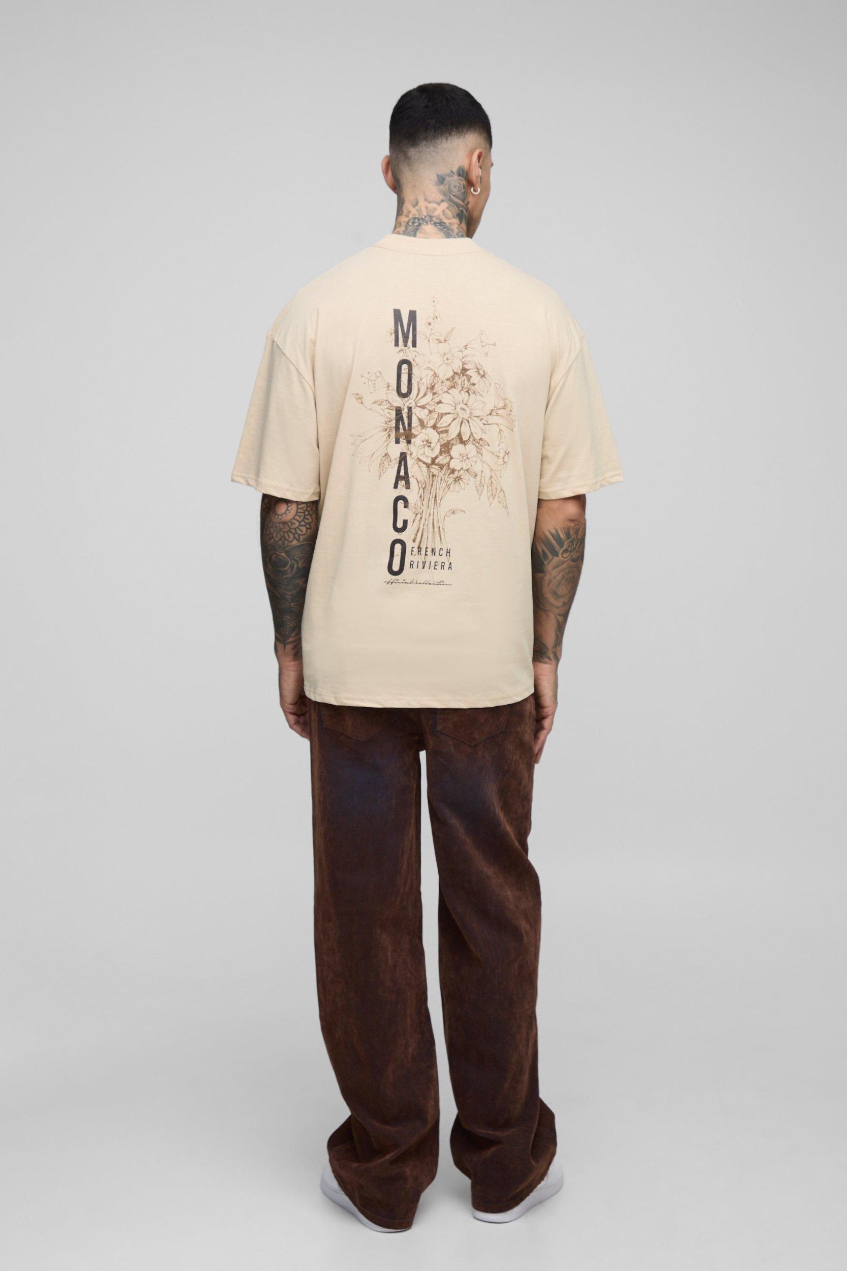 Tall Oversized Extended Neck Monaco Floral Graphic T Shirt | boohooMAN USA Product Image