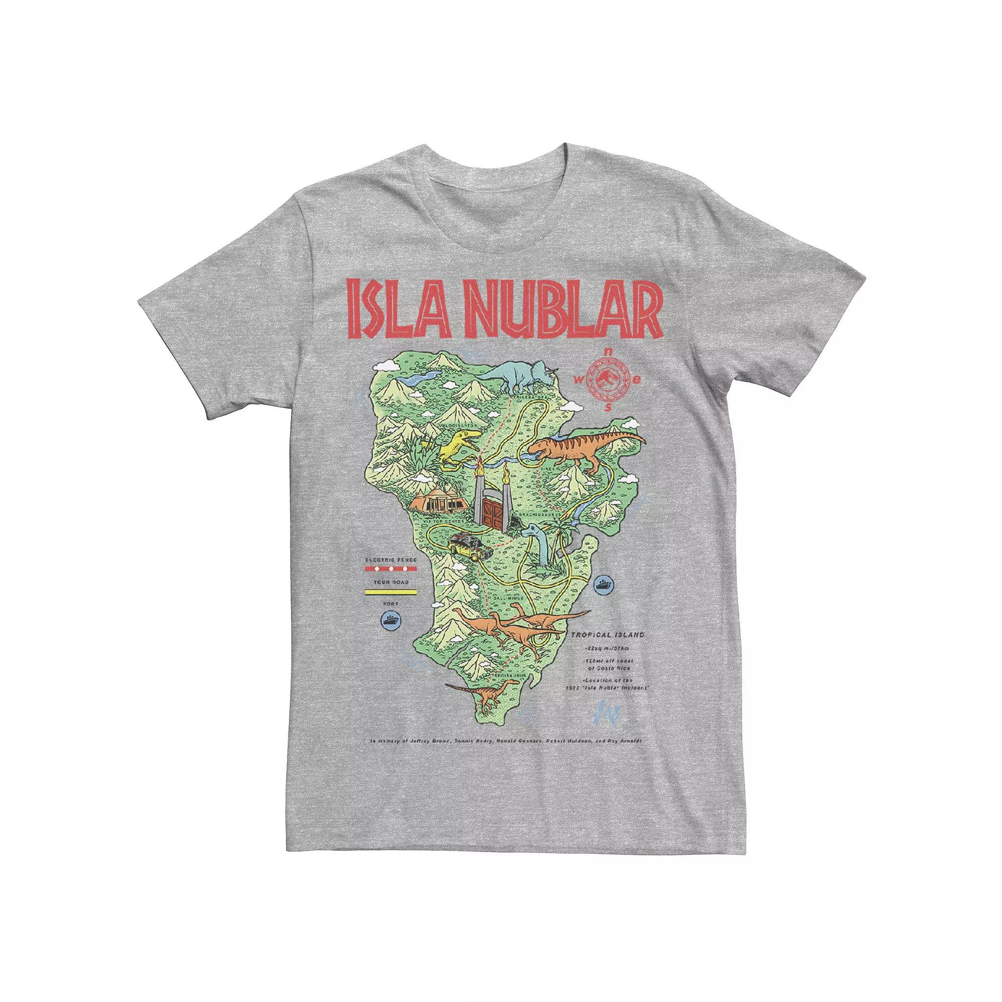 Men's Jurassic Park Islas Nublar Landmark Map Tee,  Product Image