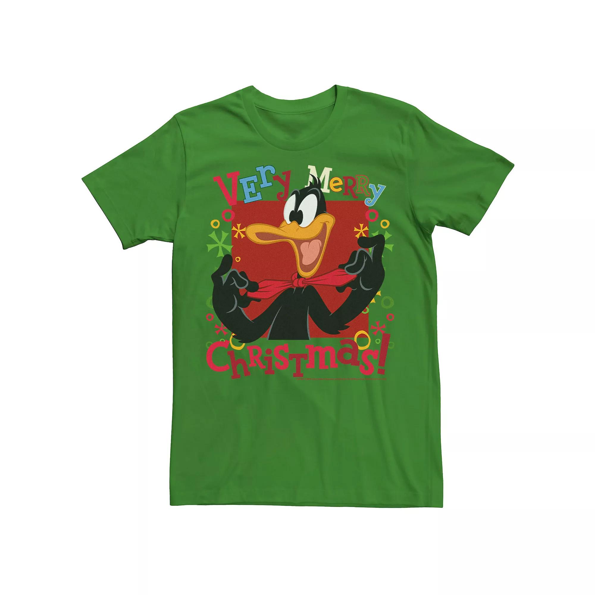 Men's Looney Tunes Christmas Daffy Duck Very Merry Christmas Tee,  Product Image
