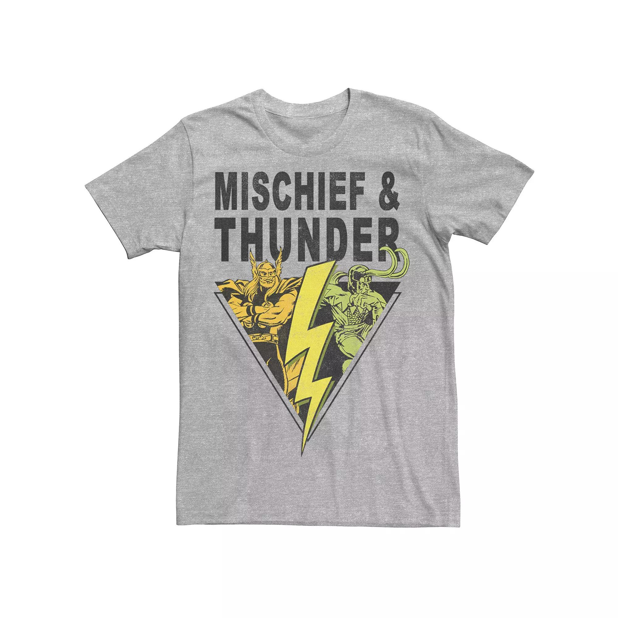 Men's Marvel Thor & Loki Mischief And Thunder Text Poster Tee,  Product Image