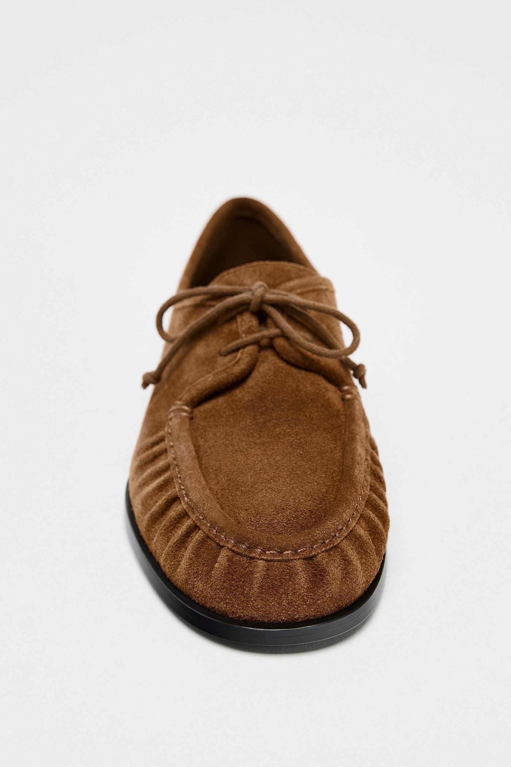 SOFT SUEDE LACED LOAFERS Product Image