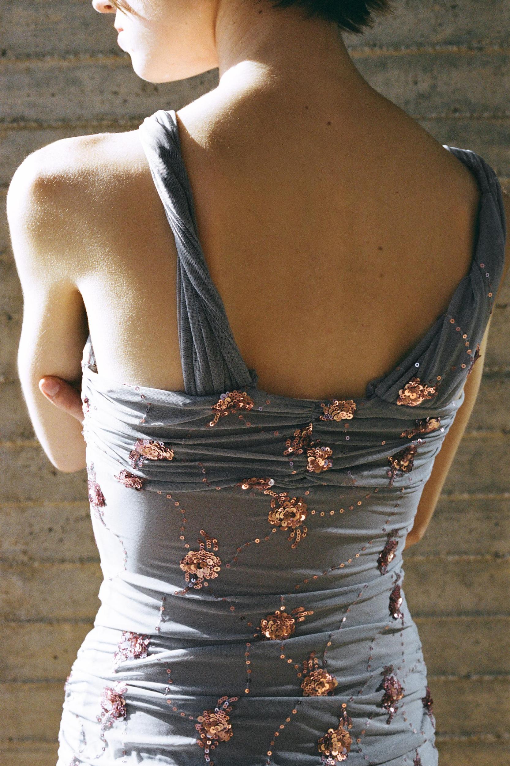 DRAPED SEQUIN DRESS Product Image