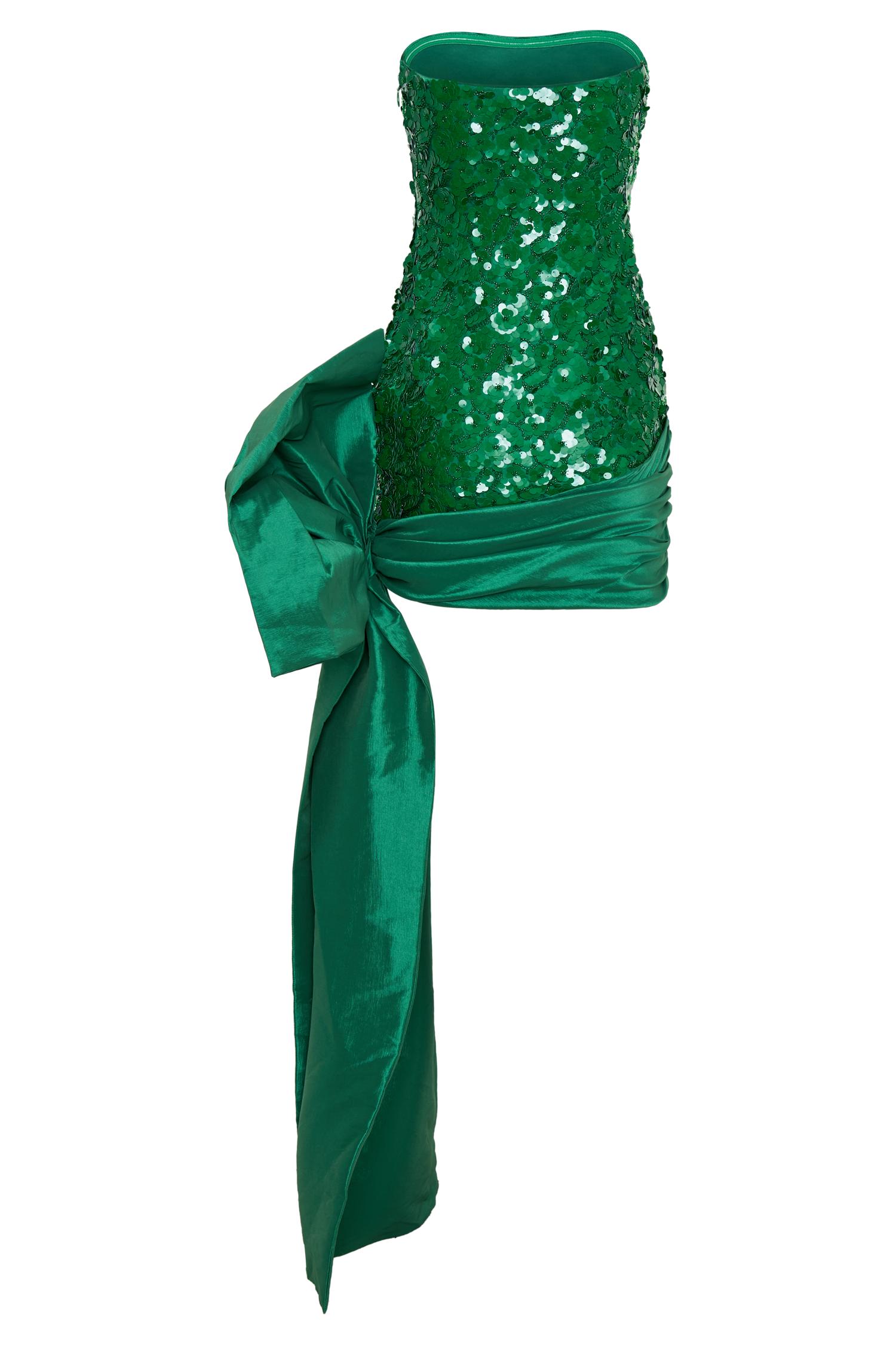 Franka Strapless Bow Mini Dress - Emerald Product Image