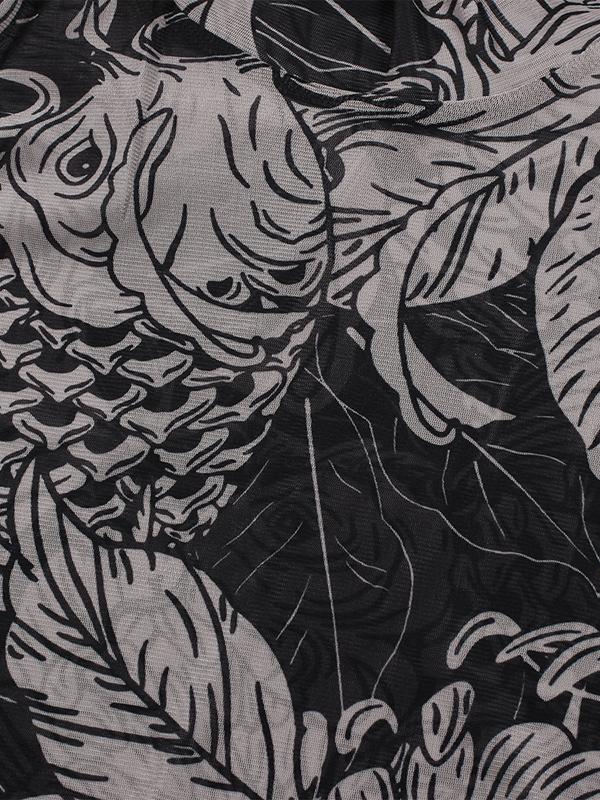 Long Sleeves Skinny Printed See-Through Split-Joint High Neck Evening Dresses Maxi Dresses Product Image