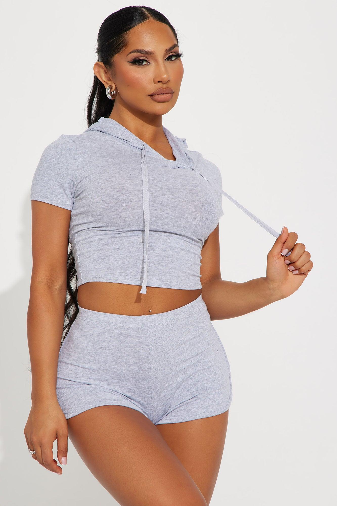 Behind The Scenes Lounge Short Set - Heather Grey Product Image