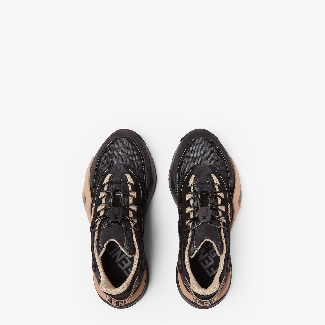 Fendi FlowBlack mesh and suede low tops Product Image
