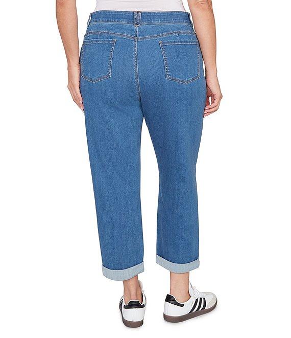 Ruby Rd. Plus Size Ultra-Soft Rolled Hem Girlfriend Jeans Product Image