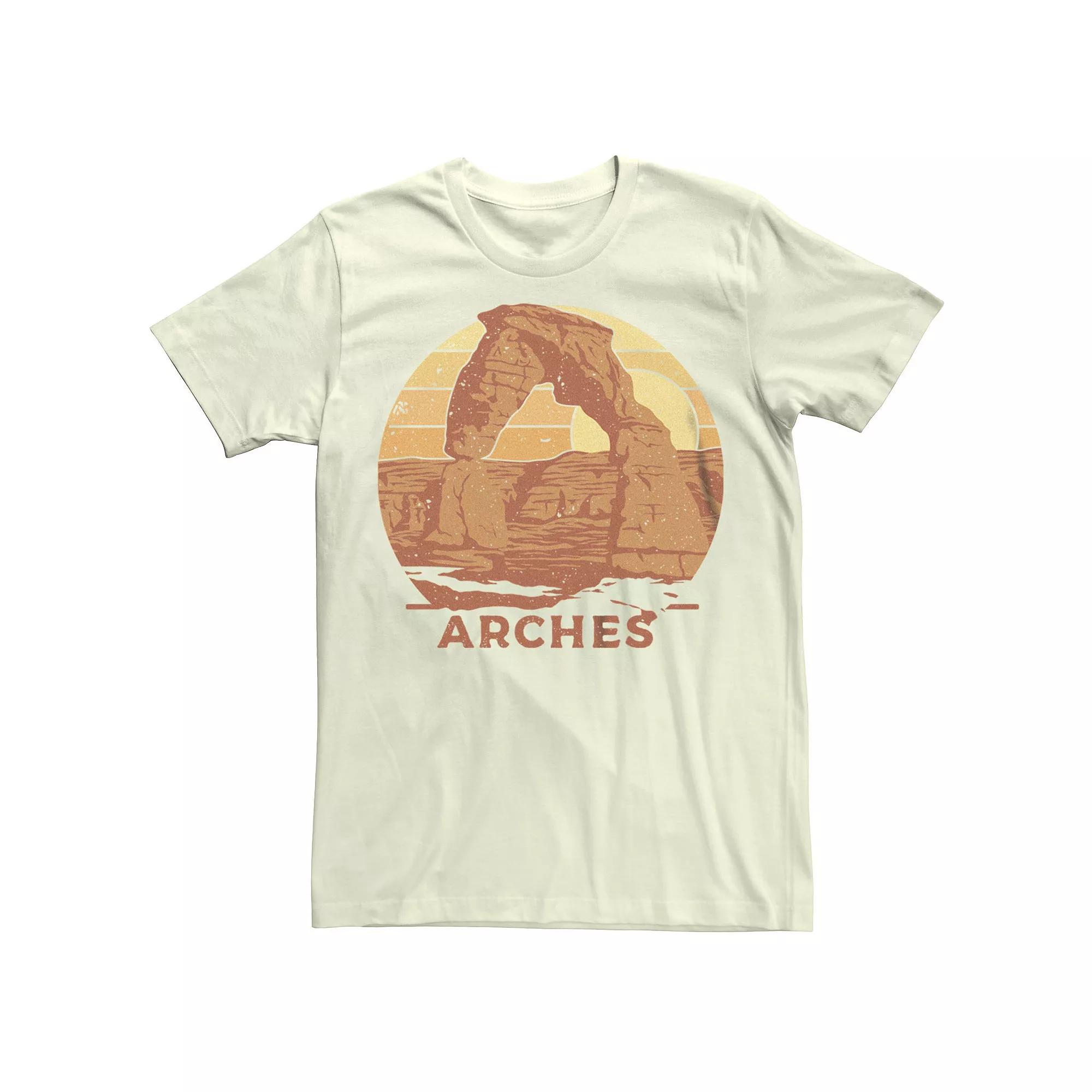 Men's Arches Rock Desert Sunset Circle Graphic Tee, Size: Large, Natural Product Image