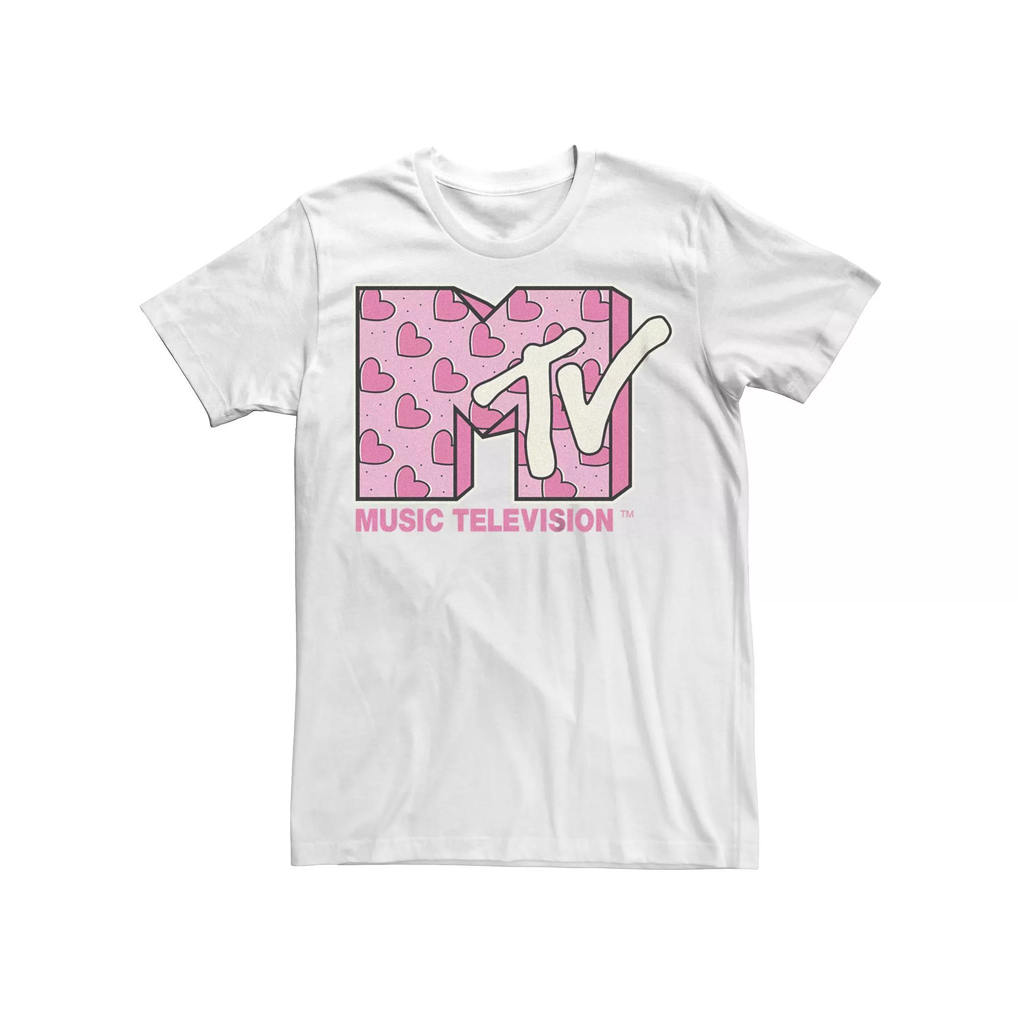 Juniors' MTV Heart Print Logo Boyfriend Graphic Tee, Women's,  Product Image