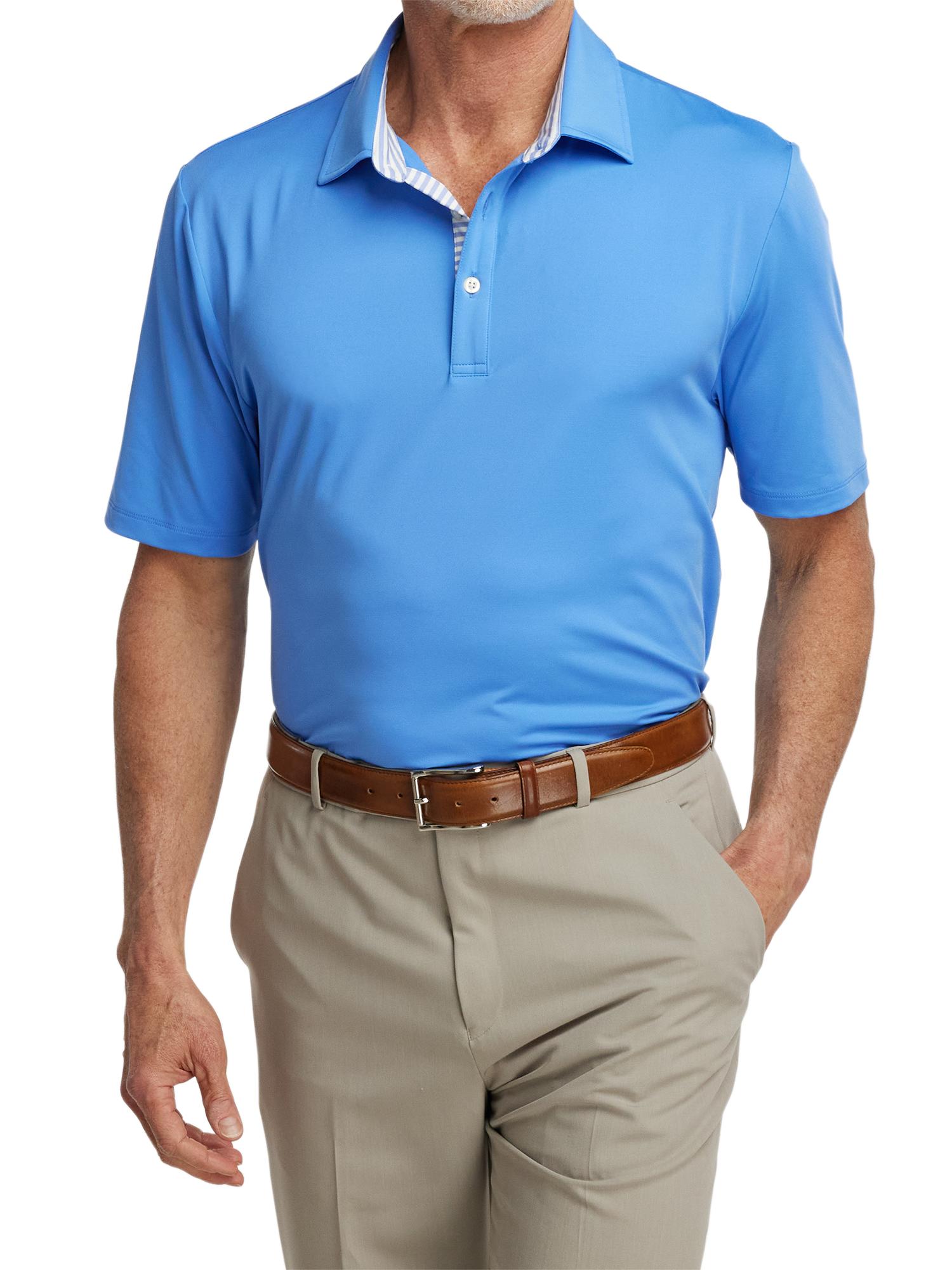 Performance Blend Three Button Polo - Blue Product Image