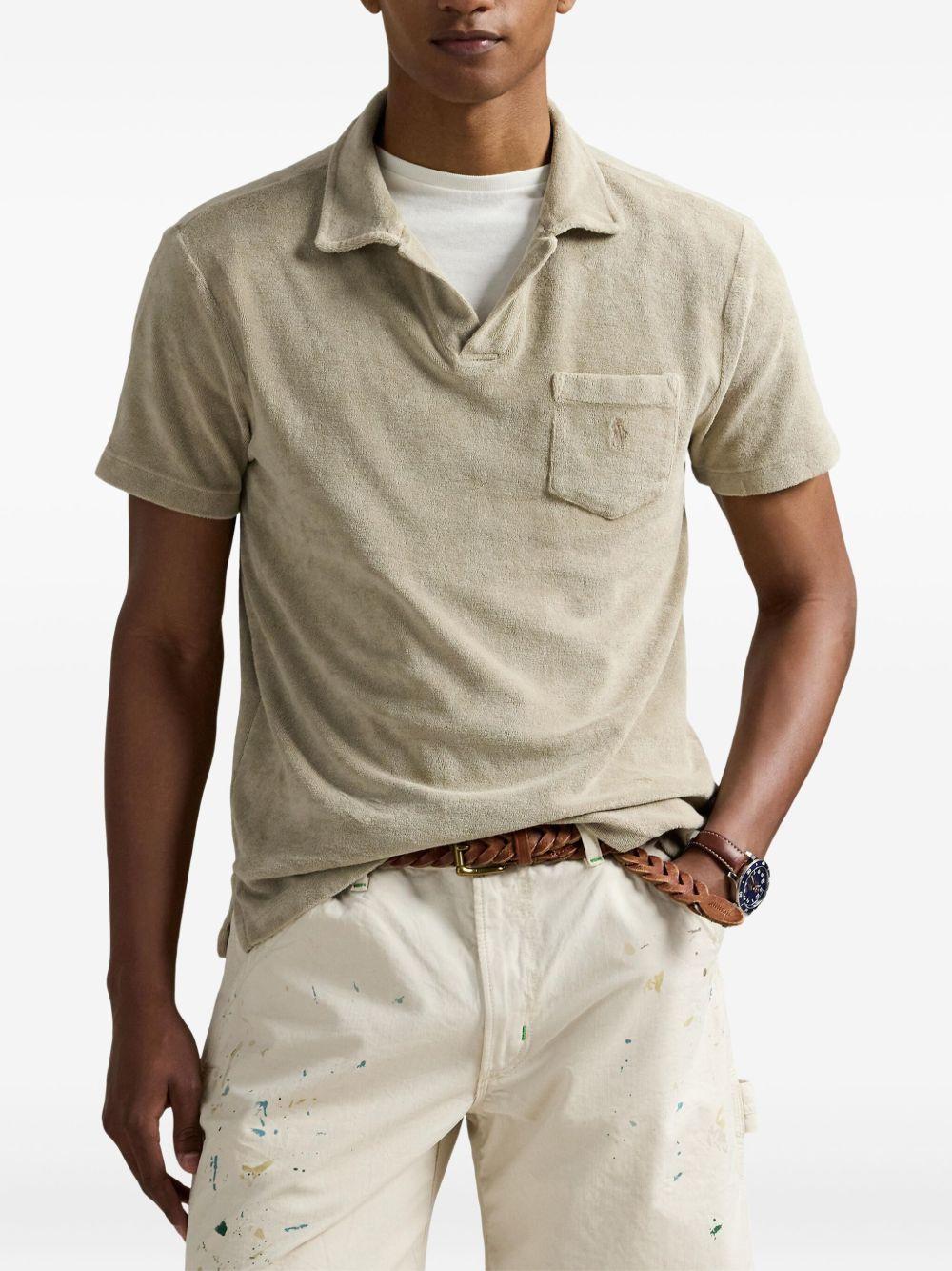 mineral-dyed terry polo shirt Product Image