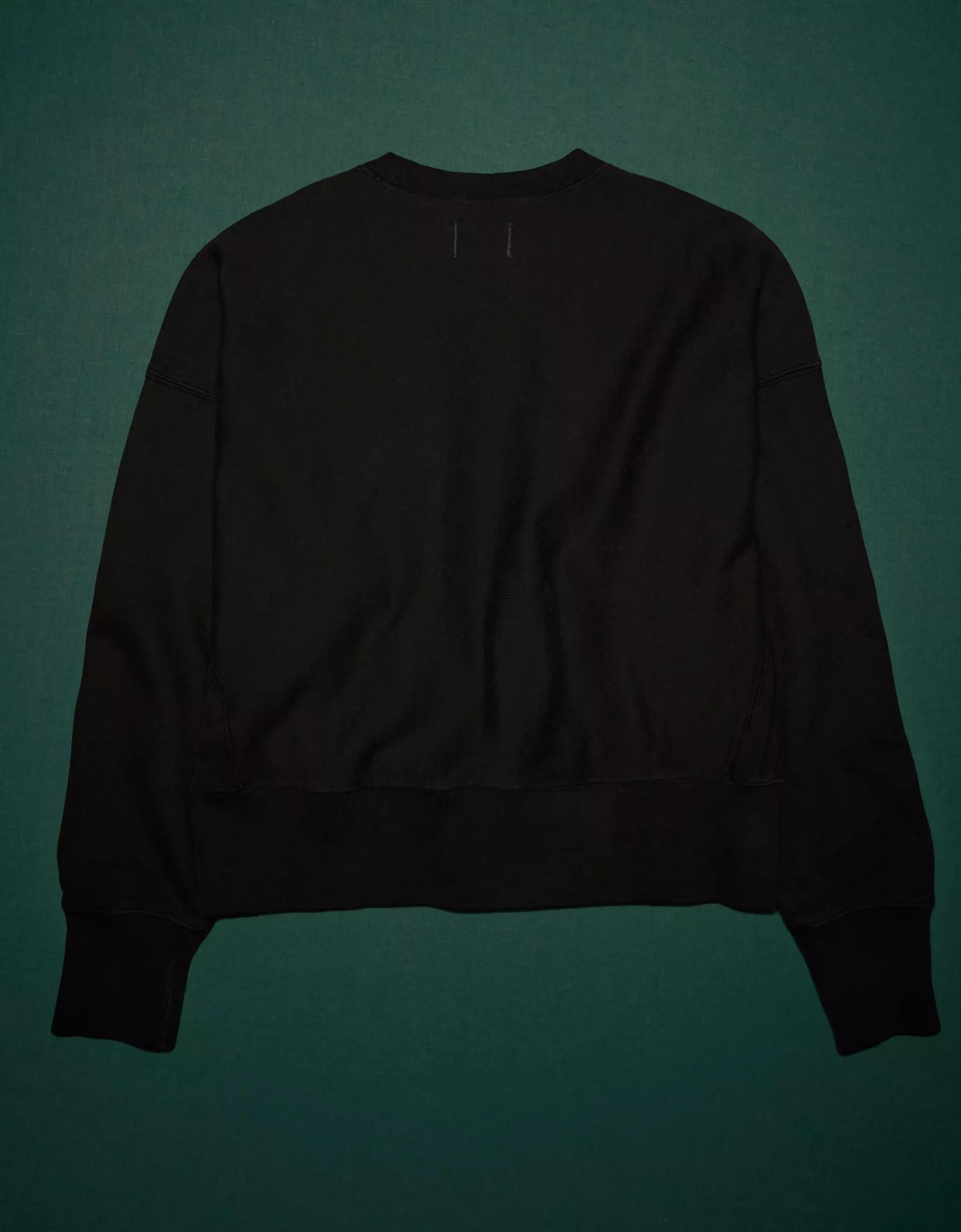 AE77 Premium Cropped Fleece Crewneck Sweatshirt Product Image
