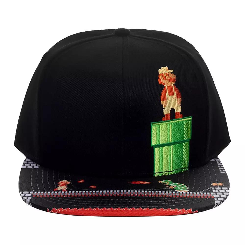 Men's Super Mario Printed Bill Baseball Cap, Black Product Image