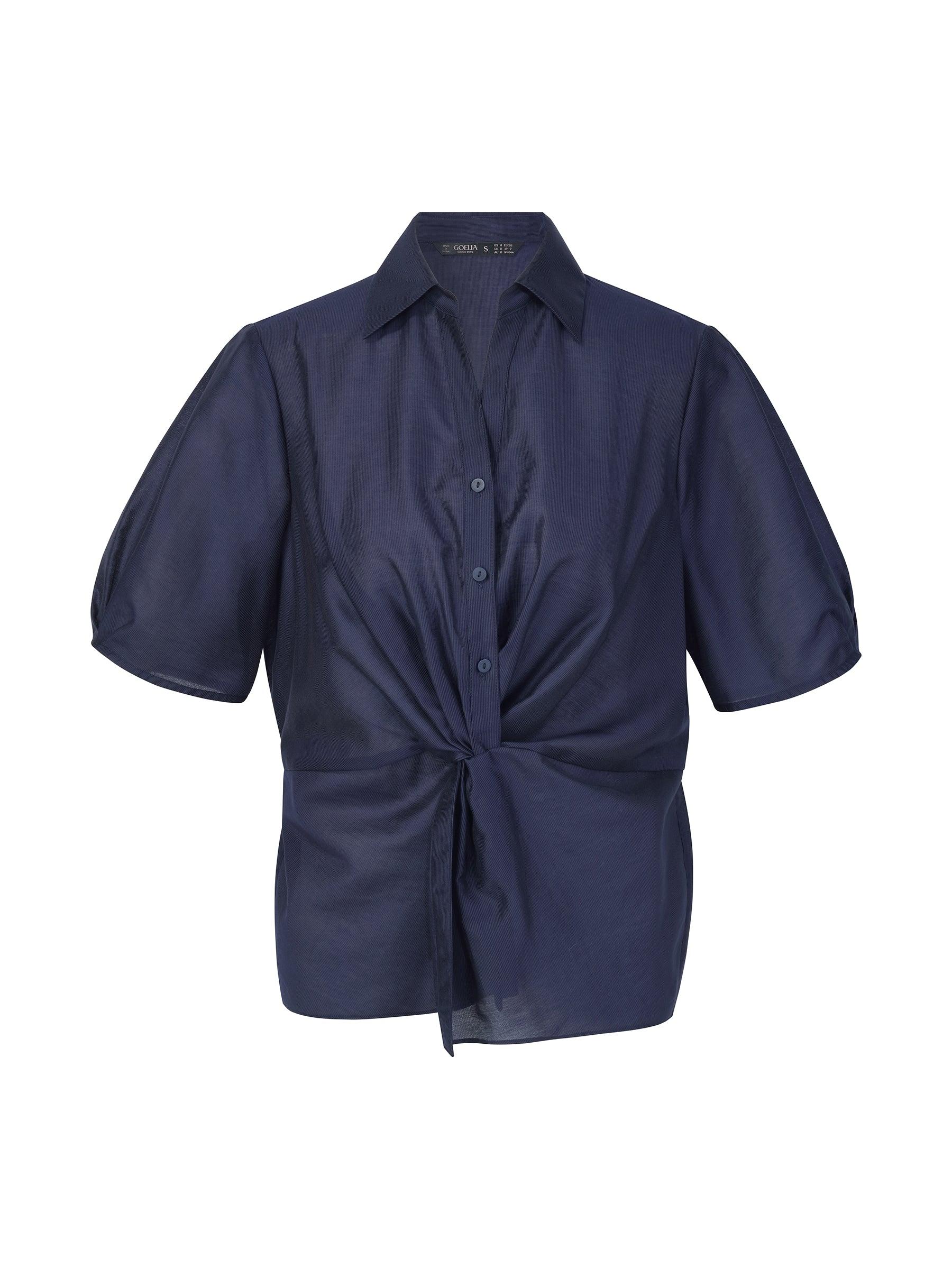 Tencel Blend Twist Front Women Blouse Product Image