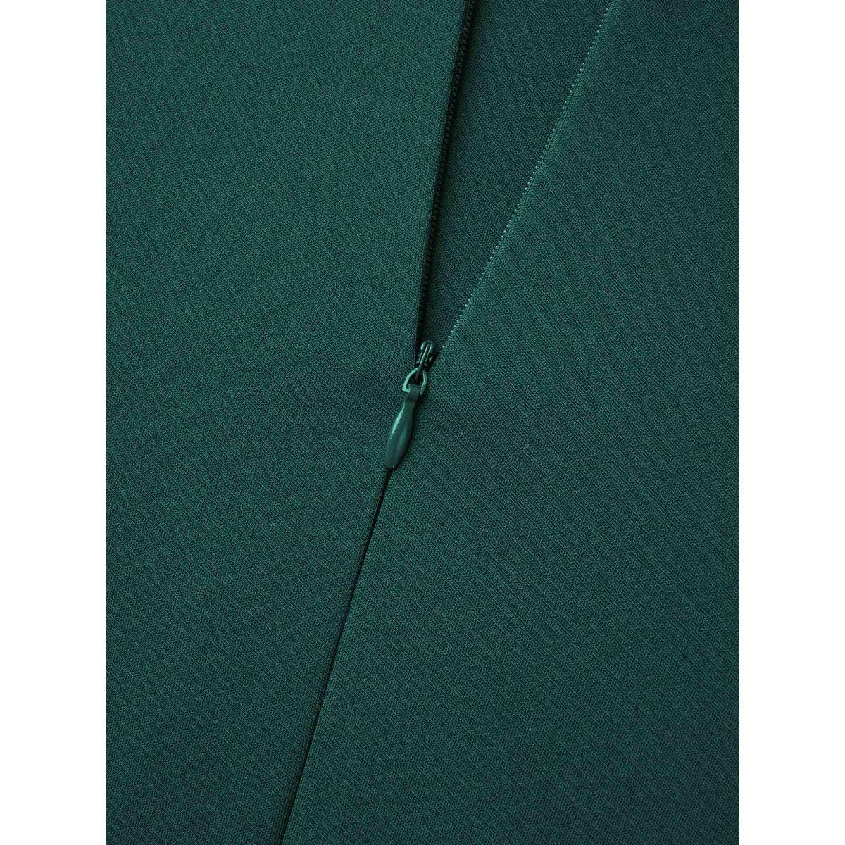 Plus Size DarkGreen Flutter Sleeve Waist Cinched Flared Jumpsuit Women Elegant Cap Sleeve Round Neck Everyday-Elegant Loose Jumpsuits BloomChic 22-24/3X Product Image