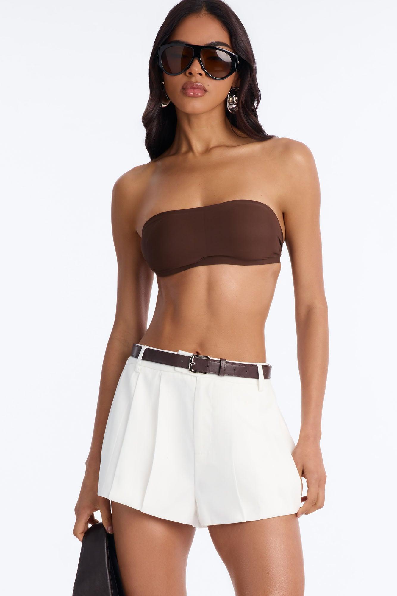 Rubi Belted Bubble Hem Micro Short - Ivory Female Product Image