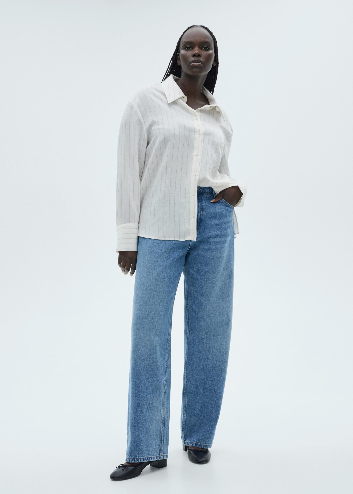 Stripe-print shirt - Women | MANGO USA Product Image