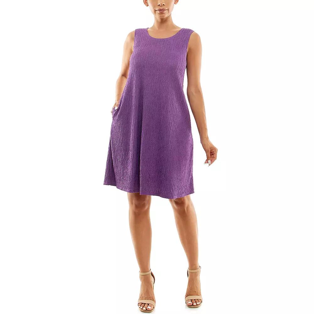 Women's Nina Leonard Sleeveless Textured Trapeze Dress, Size: Large, Purple Product Image