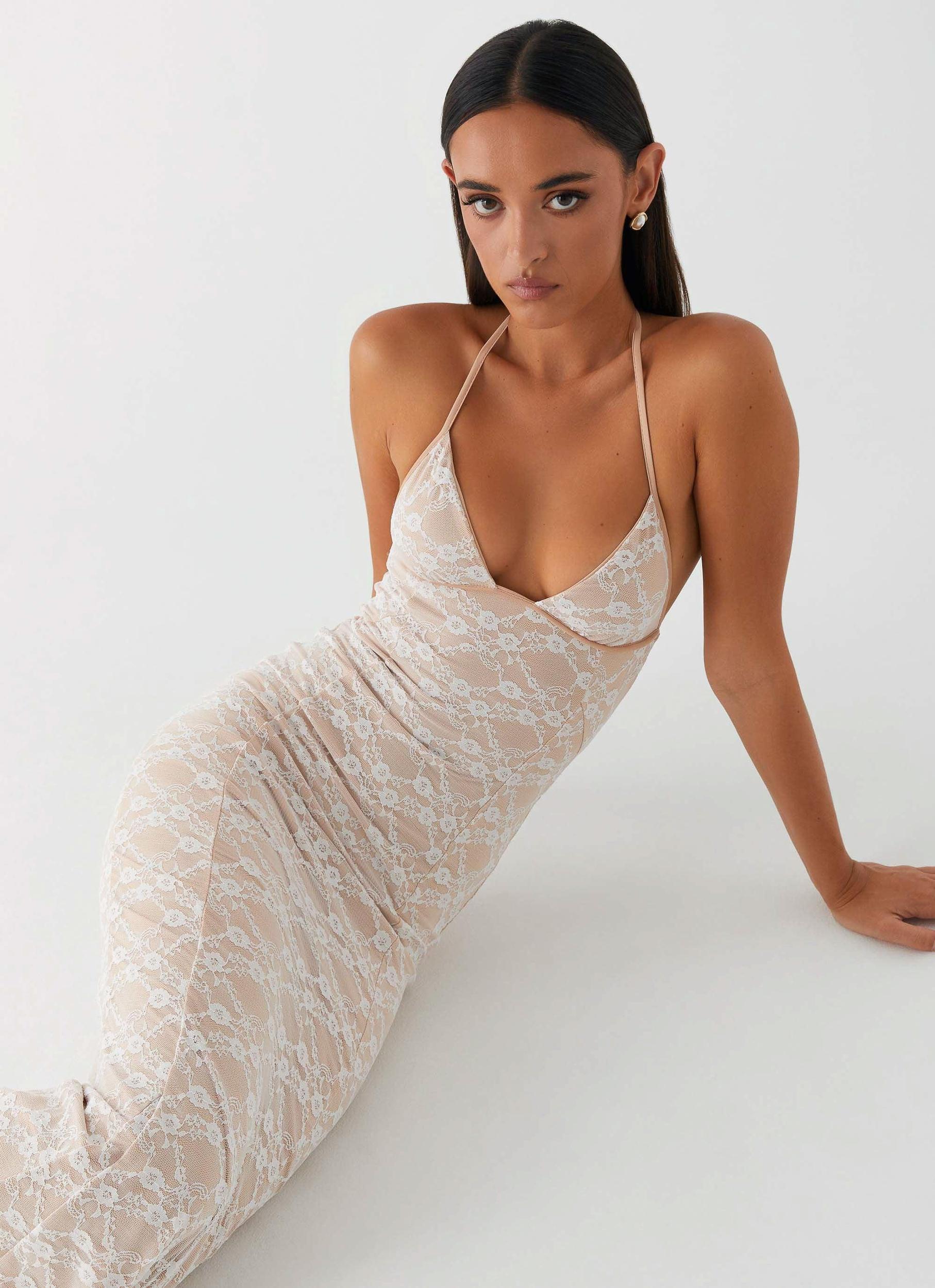 Jolina Lace Maxi Dress - White Product Image