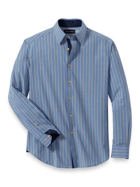 Performance Stretch Stripe Casual Shirt - Blue/yellow Product Image
