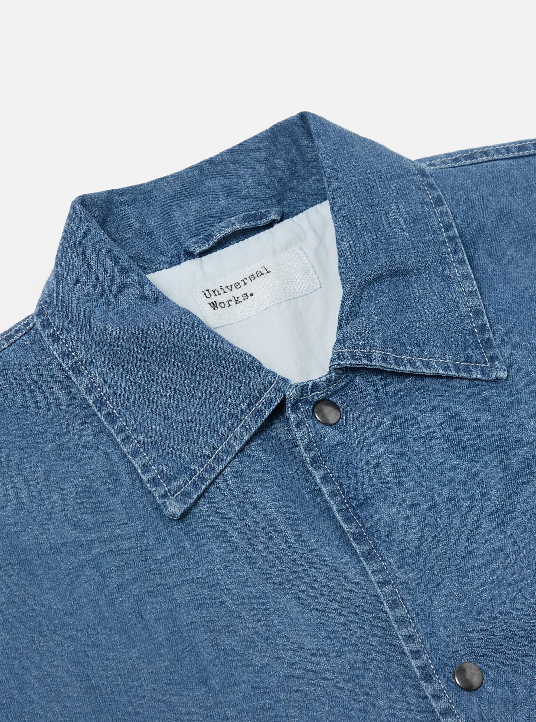 Washed Indigo 8oz Organic Denim Head Coach Jacket Product Image