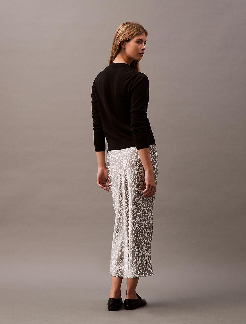 Crushed Satin Printed Midi Skirt Product Image