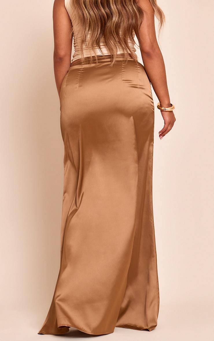 Shape Mocha Satin Highwaisted Maxi Skirt Product Image