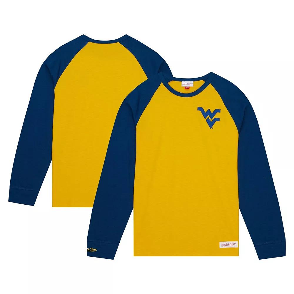 Men's Mitchell & Ness Gold West Virginia Mountaineers Legendary Slub Raglan Long Sleeve T-Shirt, Size: XL Product Image