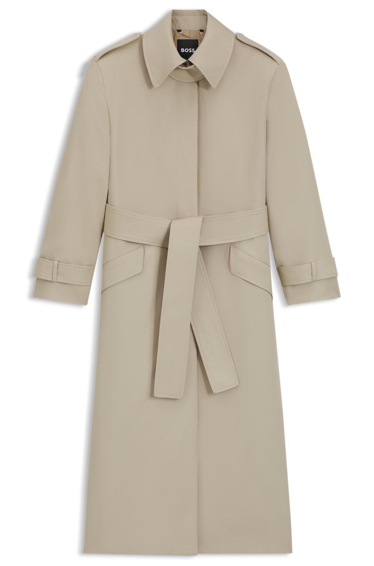 BOSS - Belted trench coat in wool - Light Beige Product Image