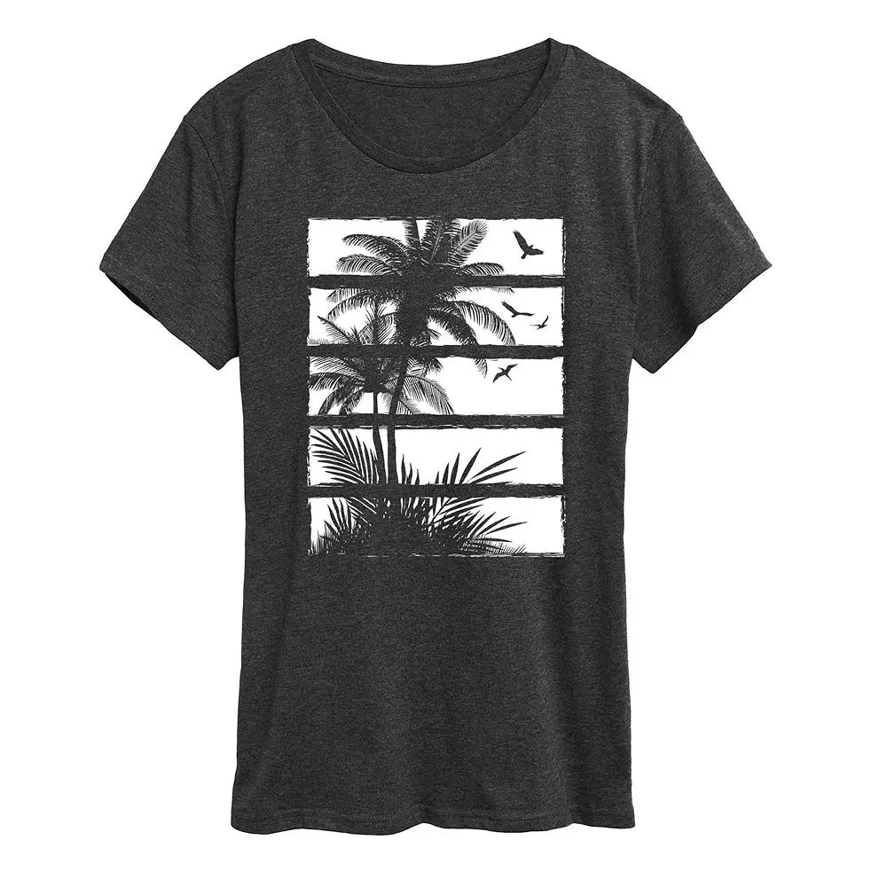 Women's Palm Tree Silhouette Panels Graphic Tee,  Product Image