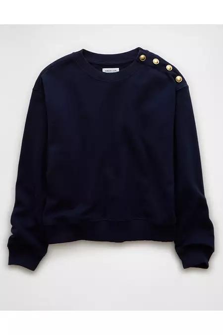 AE Button Shoulder Sweatshirt Womens Product Image