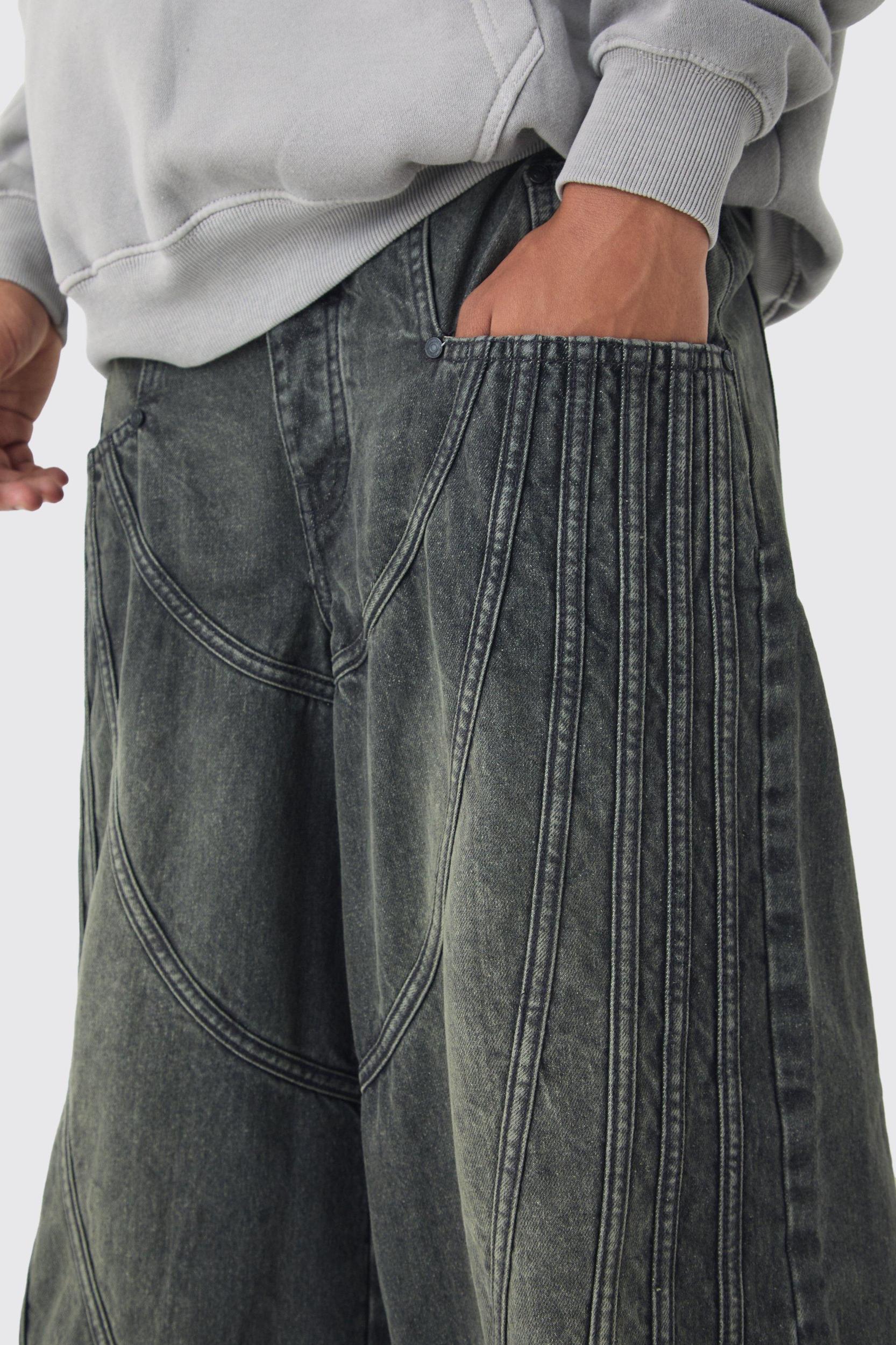 Extreme Baggy Rigid Panelled Tinted Denim Jeans | boohooMAN USA Product Image
