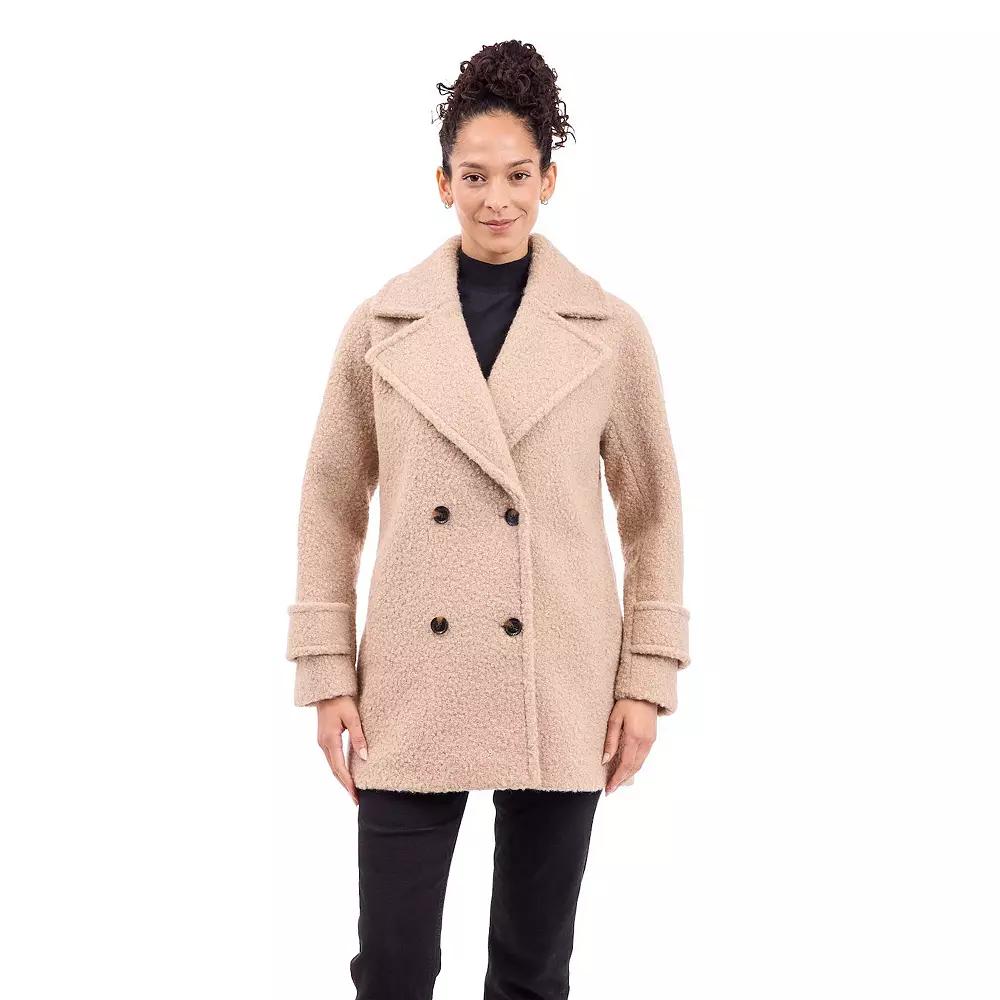 Women's BCBGeneration Double-Breasted Faux Wool Coat, Size: Medium, Oatmeal Product Image