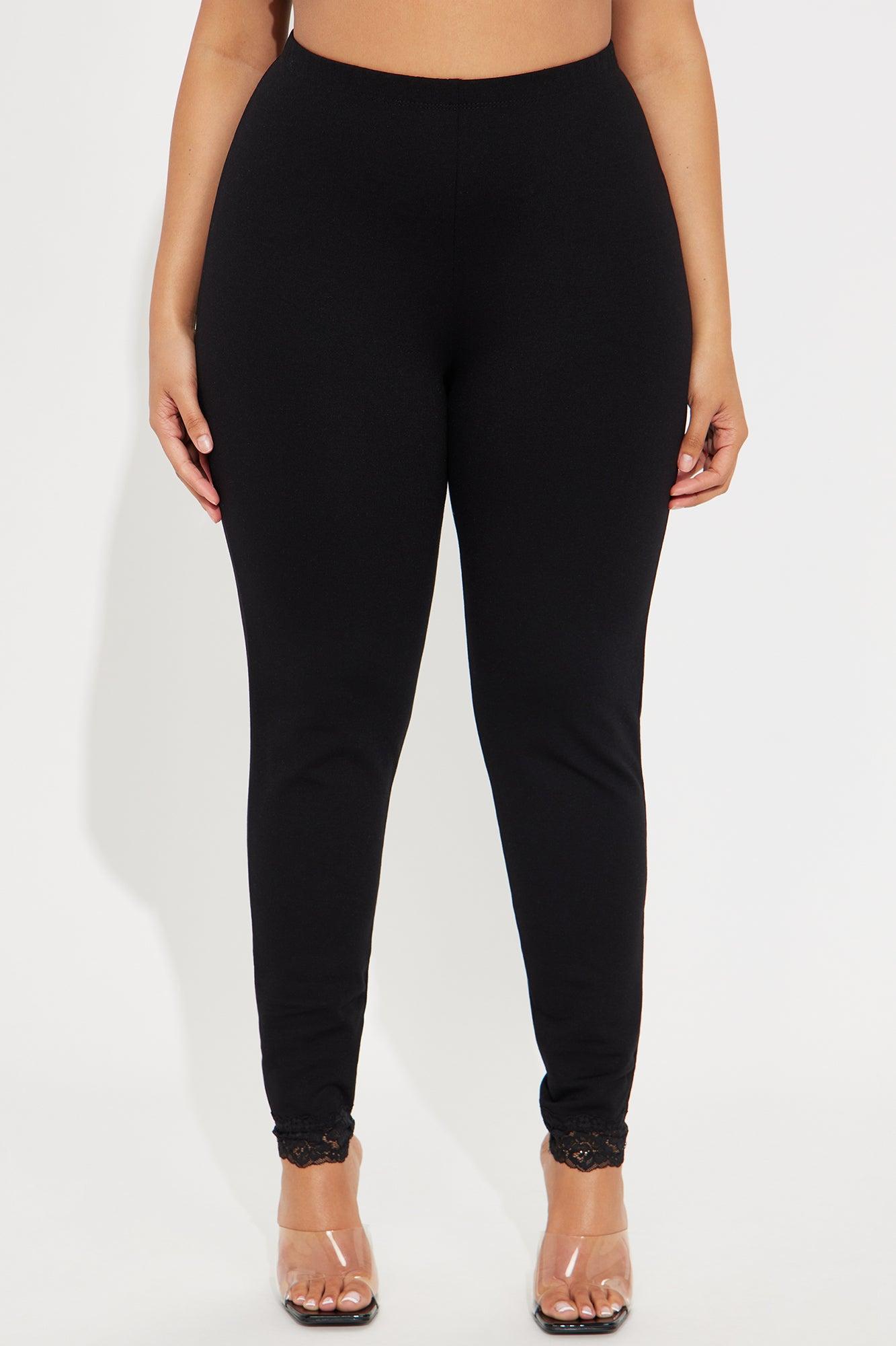 Trina Lace Trim Legging - Black Product Image