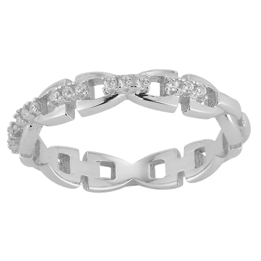 Sunkissed Sterling Cubic Zirconia Link Chain Ring, Women's, Size: 6, Silver Tone Product Image