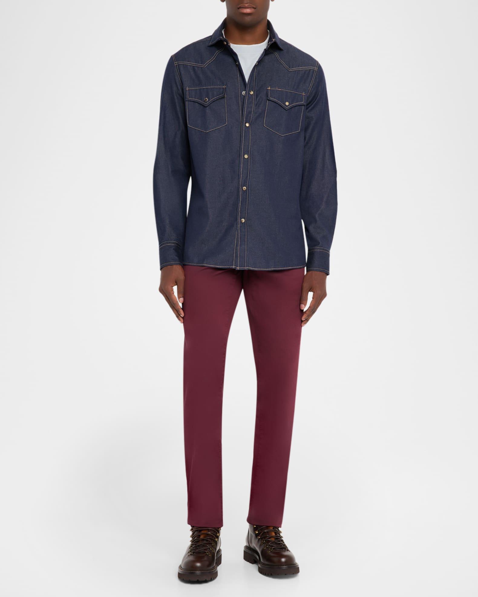 Men's Denim Snap-Front Western Shirt Product Image