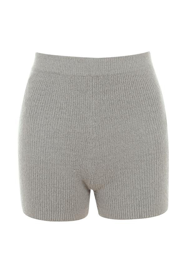 Grounded  grey knit high waist shorts - sale Product Image