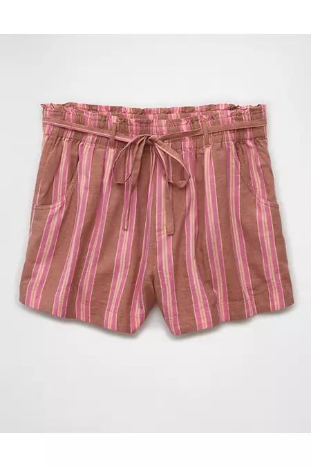 AE Sunchaser Knit High-Waisted Linen-Blend Striped Short Women's Product Image