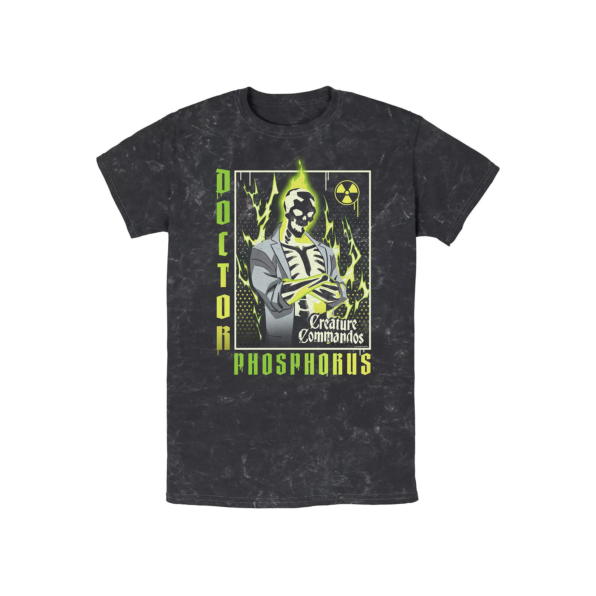 Men's Creature Commandos Presenting Doctor Phosphorus Mineral Wash Graphic Tee,  Product Image